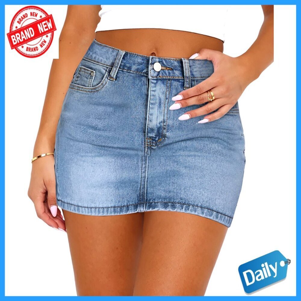 Mini Denim Skirt Low Rise with Pockets Y2K Casual Style